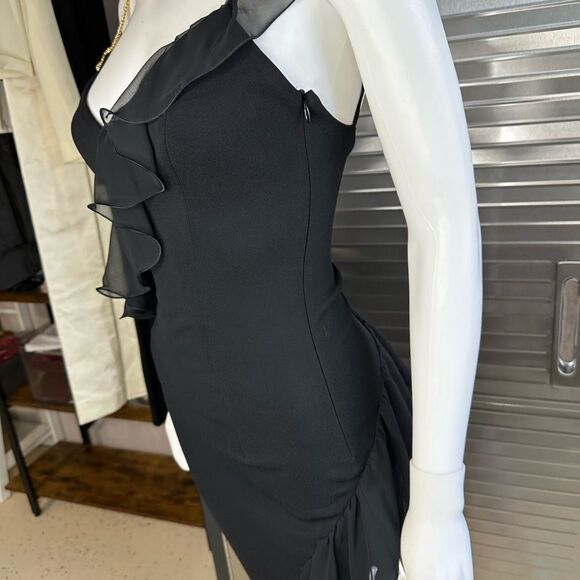 Jiki Monte Carlo France Sheer Ruffle Crystal Statement Formal Dress 4 - Picture 4 of 11